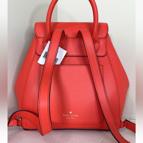 New Kate Spade Adel Medium Flap Backpack Leather Geranium - Picture 3 of 7